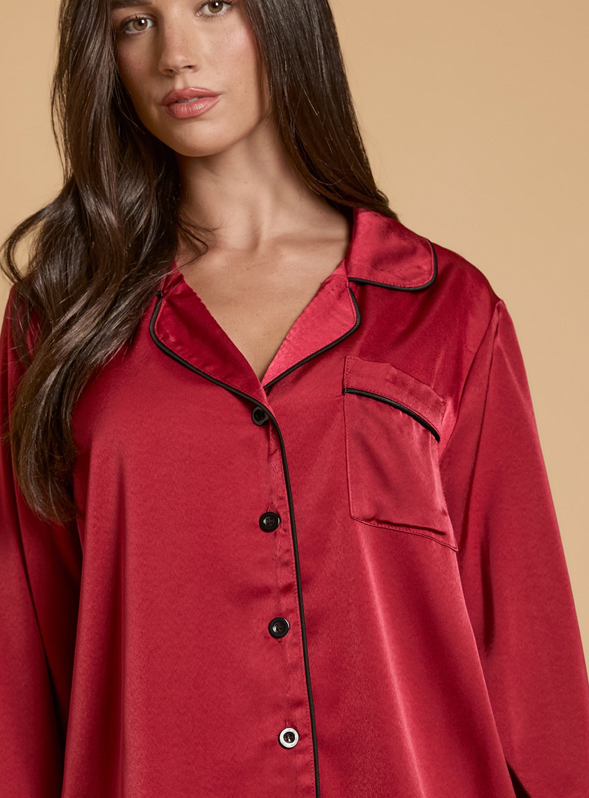 OASIS Satin Contrast Binding Nightwear Set M - Image 4 thumbnail